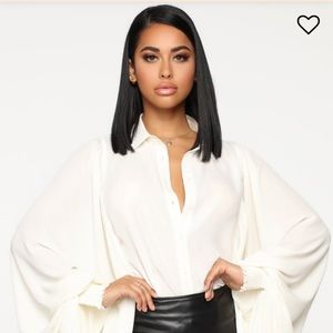 Cream dramatic arm shirt